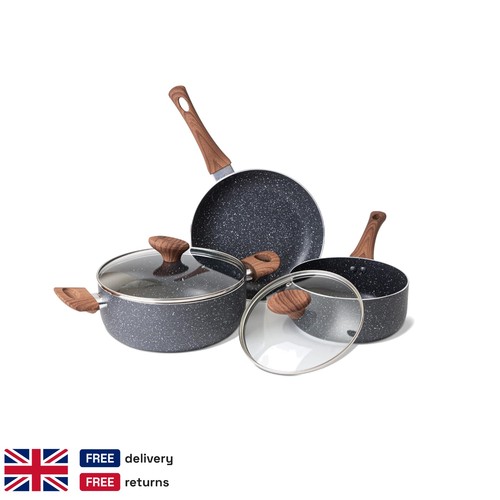 Grey granite 5pc cookware - grey,