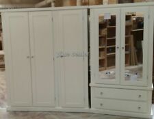 HANDMADE CLASSIC 2X IVORY (SILVER HANDLES) WARDROBES NO FLAT PACKS (ASSEMBLED)