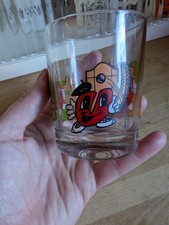 Vintage French Cartoon Reims Drinking Glass Glassware Kitsch