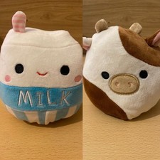 Squishmallow 5” Flip A Mallow Ronnie The Cow/Melly Milk Carton Kelly Toy Plush