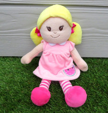 CHAD VALLEY ARGOS DELUXE RAG DOLL BLONDE HAIR MELON DRESS GIRL SOFT TOY 2 YRS +
