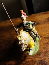 Vintage Elastolin Black Knight/White Horse Brown Lance