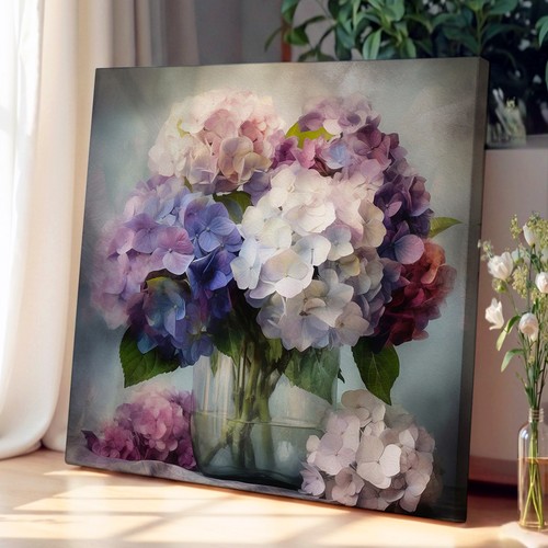 Hydrangea floral art canvas - floral,