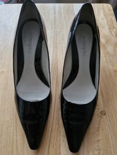 Principles black patent pointed court shoes, size 6 wide,    2" heel