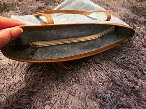 Grey felt tote - grey, brown