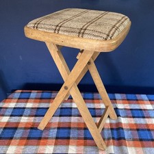 Fold up Vintage Mid Century wooden Stool retro boho kitchen diner original