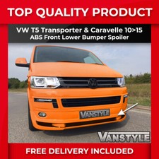 FITS VW T5 TRANSPORTER & CARAVELLE FRONT SPLITTER ABS SPOILER MESH GRILLE BUMPER