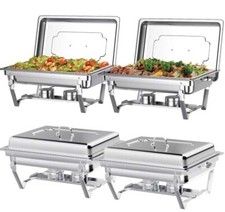 Chafing Dishes for Buffet 4 Pack, 8 QT Stainless Steel, Buffet Servers and Warme