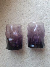 Bormioli Rocco Sorgente Tumbler Glasses Set of 2 420ml Unique Design Purple 