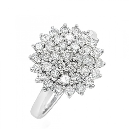 9ct white gold diamond cluster - 9ct,