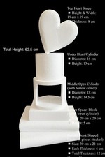 Styrofoam Dummy Cake Display – 62.5cm Tall – Heart Topper 5 Tier Prop