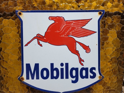 Vintage mobil porcelain sign - vintage,