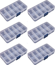 6x 10 Compartment Small Organiser Storage Plastic Box Craft Nail Art Fuse Beads