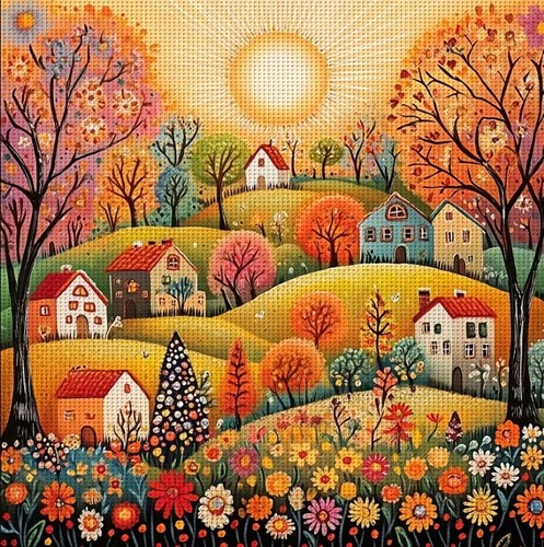 Autumn town printed count - autumn,