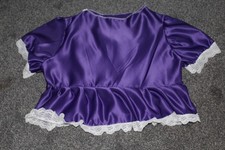 adult baby, sissy, crossdresser cosplay frilly purple  satin dress