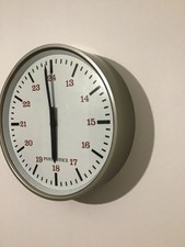 Vintage Post Office wall clock, red numbers, 30cm