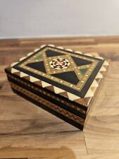 Playing Card Storage Box Wood Inlay Spanish Taracea Marquetry Trinket Jewellery