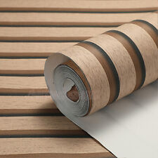 Wooden Slat Panelling Wallpaper 3D Wood Panel Effect Stripe Home Room Wall Paper