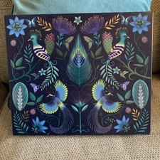 M&S BIRD PEACOCK DECORATIVE BLUE SHADE COLLECTABLE TIN EMPTY 