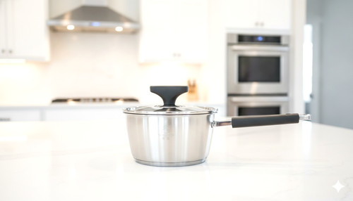 Stainless steel saucepans - steel, milk