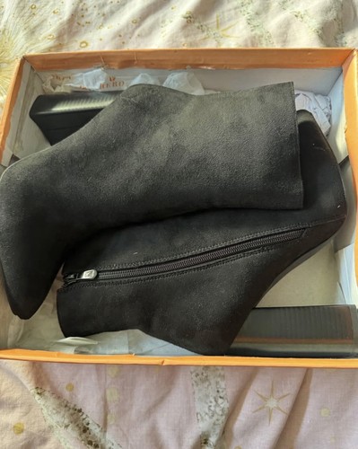 Boohoo black faux suede block - black,