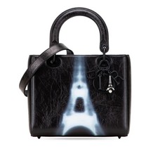 Christian Dior Dior Lady Eiffel Tower Handbag/Shoulder Bag, 2-Way, Black/White L