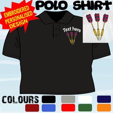 PERSONALISED EMBROIDERED DARTS DESIGN TEAM PLAYER CLUB T POLO SHIRT
