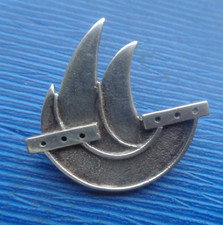 Silver viking ship brooch - ship,