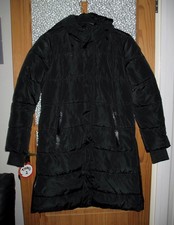 Womens Steve Madden Black Hooded Puffer Coat (Size M)