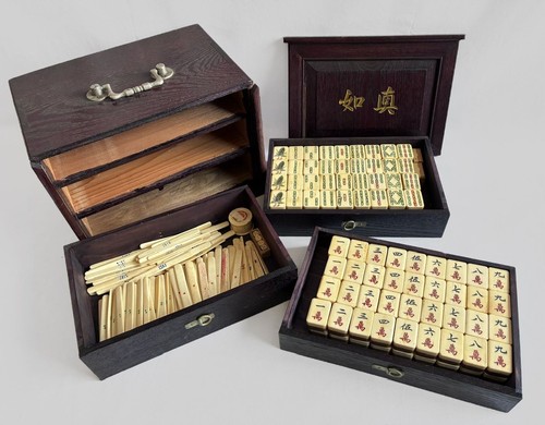Vintage mahjong set 146 - mahjong,