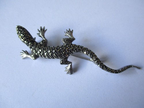 Sterling silver lizard - , brooch