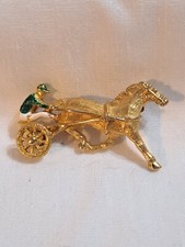 Vtg Gold-tone Harness Horse