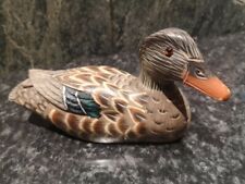 Painted Feathered Details. Wooden Duck With Beautiful Glass Effect Coloured Eyes