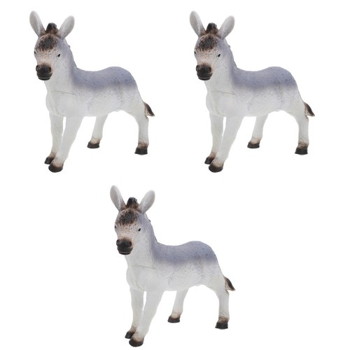 Grey donkey figurines 3pcs set - grey,
