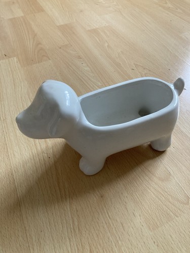 White ceramic dog - white,