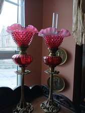 Pair antique ruby cranberry