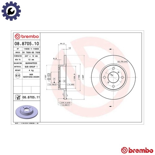 Brake disc 8705 11 - brake, 08.8705.11