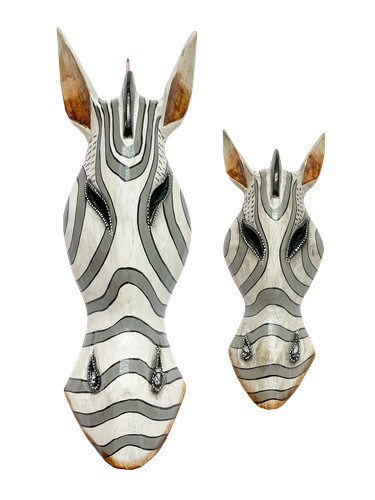 Zebra mask wooden - mask, carved