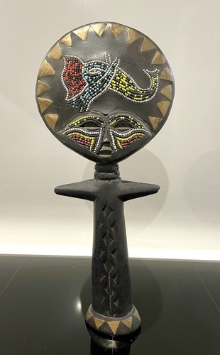 African hand carved beaded - &,