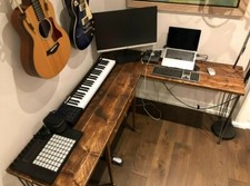 Rustic Corner Desk, with Steel Hairpin Legs