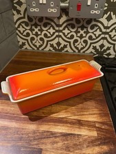 Le Creuset Pate Terrine Cast Iron Vtg Flame Orange Meat Loaf Pan Pot 28 With Lid