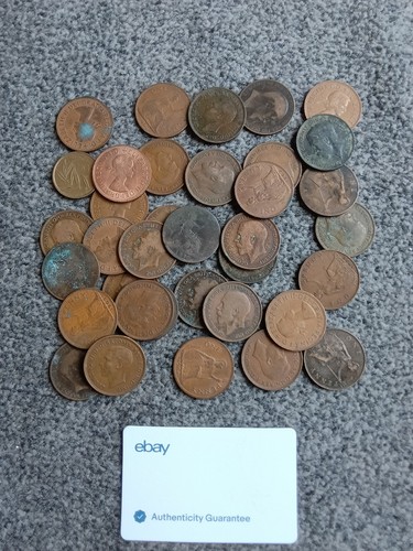 British old coins one penny - british,