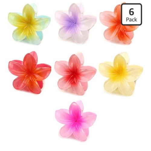 6pc multicolour flower plastic - multicolour,