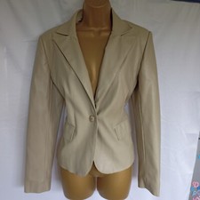 Vintage 90s Naf Naf Beige Faux Leather Blazer 10 12 