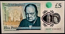 FIVE POUNDS (£5) POLYMER BANKNOTES BRAND NEW (B414)-2016* AA07 234447* NOTES UNC