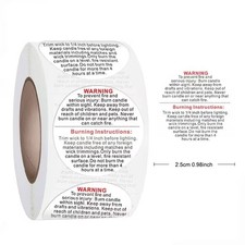 Candle Warning Labels Roll