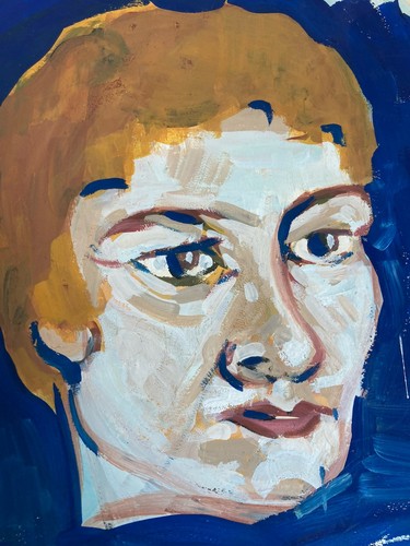 1970 french gouache portrait - 1970,
