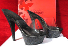 Pleaser Aspire 601 platform glitter heel mule evening shoe  UK 3,  EU 36
