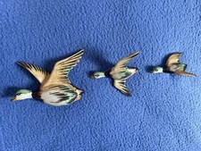 3 RARE Vintage Solian Ware Soho Pottery Flying Mallard Wall Ducks.