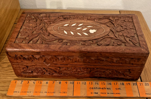 Vintage hand carved box with - carved,